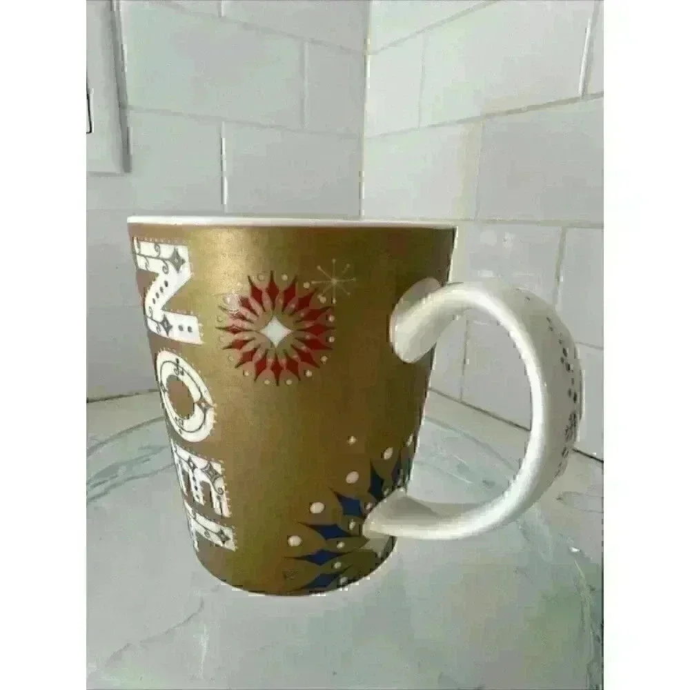2006 Starbucks NOEL Gold Christmas Holiday Coffee Mug 14 oz